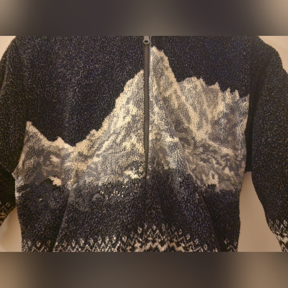 Kids Rothschild Mountain Scenic Nordic Blanket Inspired Fleece Jacket M - Picture 4 of 10